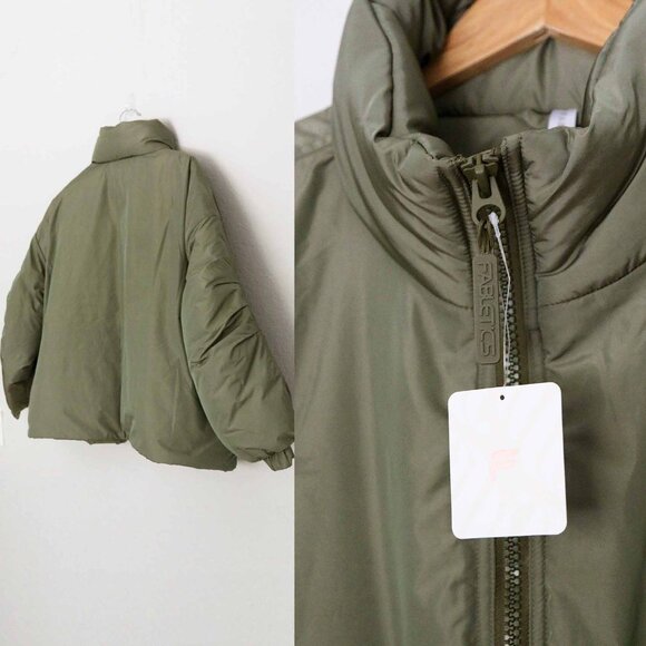 NEW Fabletics Khloe Kardashian All Weather Puffer Jacket Dark Moss Shine XXL 1X - Picture 10 of 16